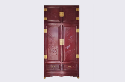 安吉高端中式家居装修深红色纯实木衣柜
