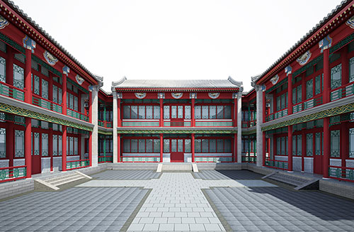 安吉北京四合院设计古建筑鸟瞰图展示